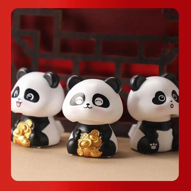 Hot！1Pcs Solar Energy Panda Doll Lucky Car Decoration Cute Shaking Head Panda Figure Ornament Collection Model Creative Gifts