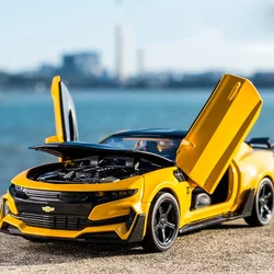 Modelo de coche de aleación fundido a presión, Chevrolet Camaro, Tire hacia atrás, luz de sonido, colección de coches de juguete para niños, regalos para niños, 1:32