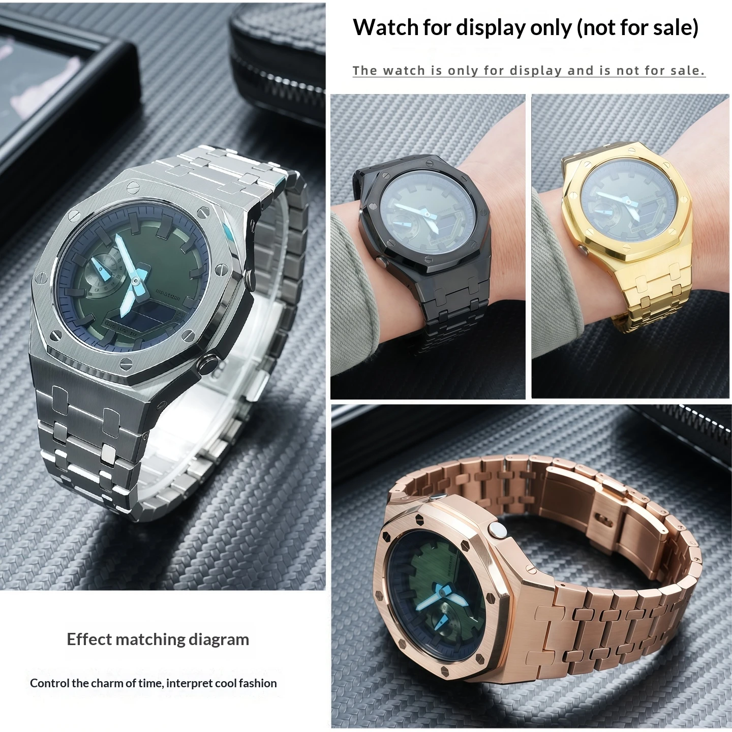 High Quality Stainless Steel Modified 2100 For Casio G-Shock GM2100 GBM-2100 Modified Farmhouse Oak Solid Strap Case Set