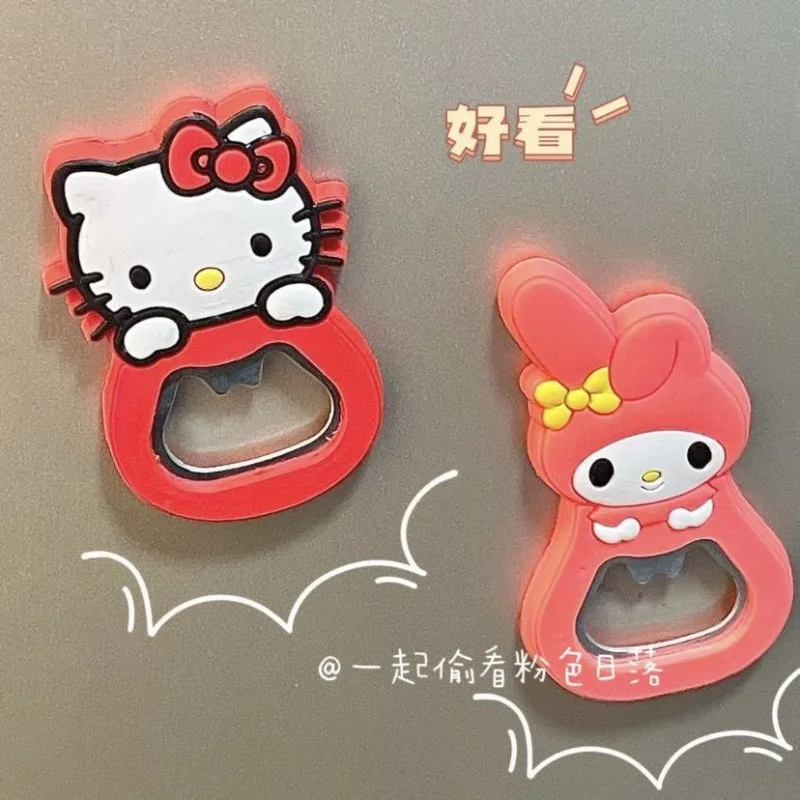 Hello Kitty Melody Cartoon Bottle Opener Ins High Value Refrigerator Magnet Creative Magnetic Portable Soda Beer Opener