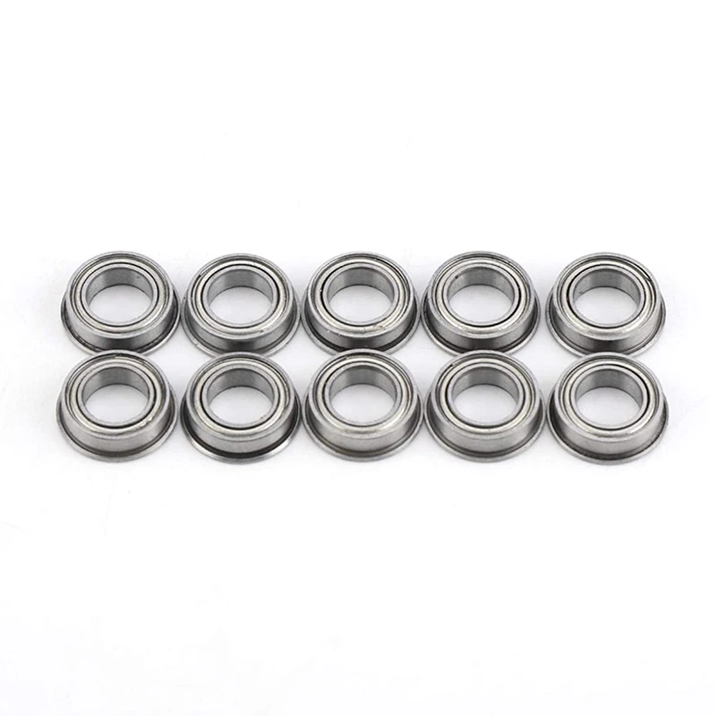 Aço inoxidável flangeado rolamentos de esferas, ID 6mm OD 10mm, tamanho Mini, U tipo polia do sulco, baixa precisão do ruído, MF106ZZ, 10Pcs