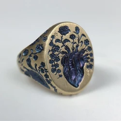 Fashion alloy ring personality exaggerated flower woman style all kinds of temperament antique accessories