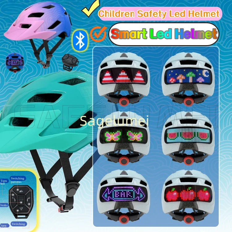 Smart APP DIY LED  Kids Balance Bike Helmet Child's Whirlwinds Cycling Bicycle Safety  Cycling Helmet with Display
