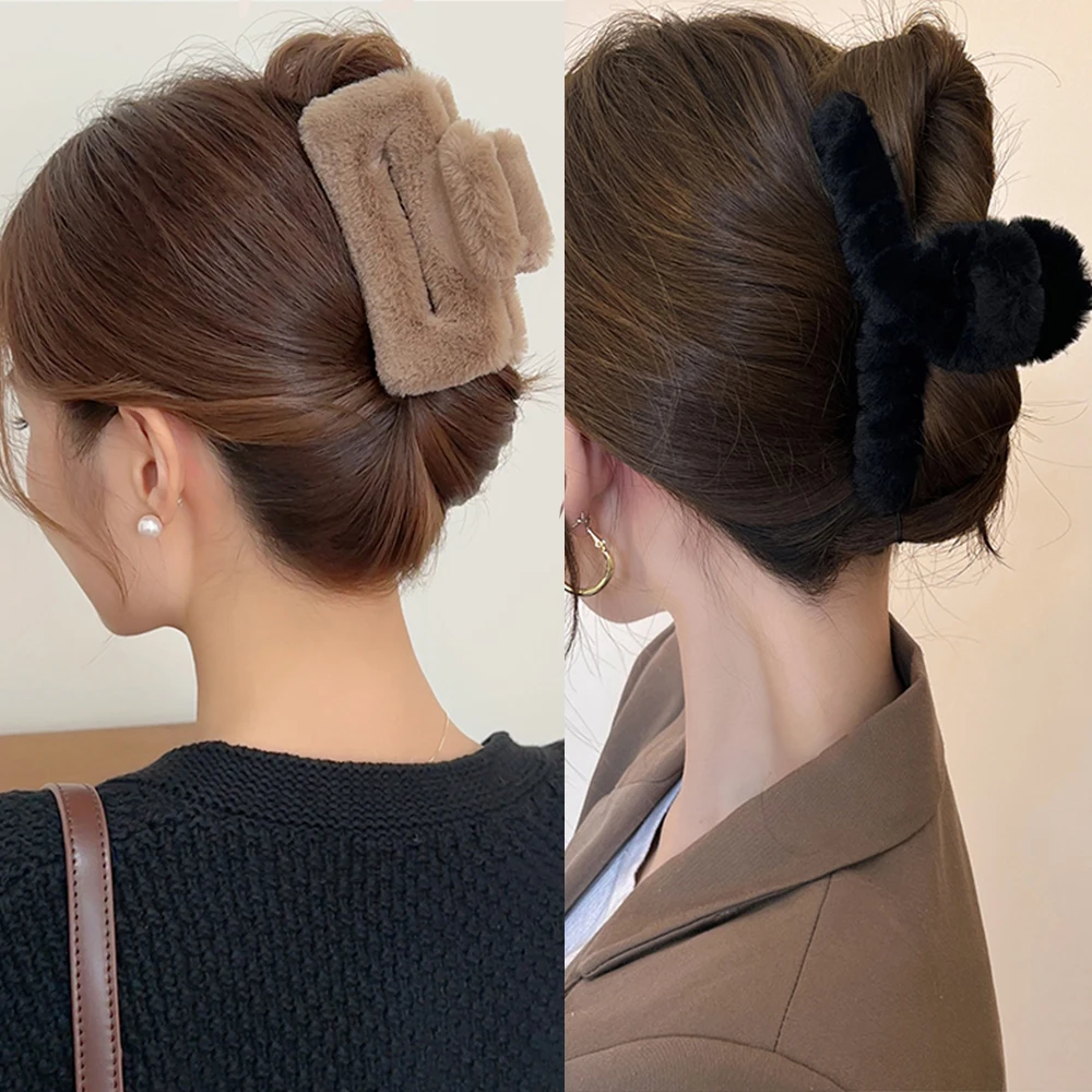 Neue Plüsch Baumwolle Haar klaue für Frauen Temperament Pferdes chwanz Hai Clips Haars pange Haarnadel Mode Mädchen koreanische Haarschmuck