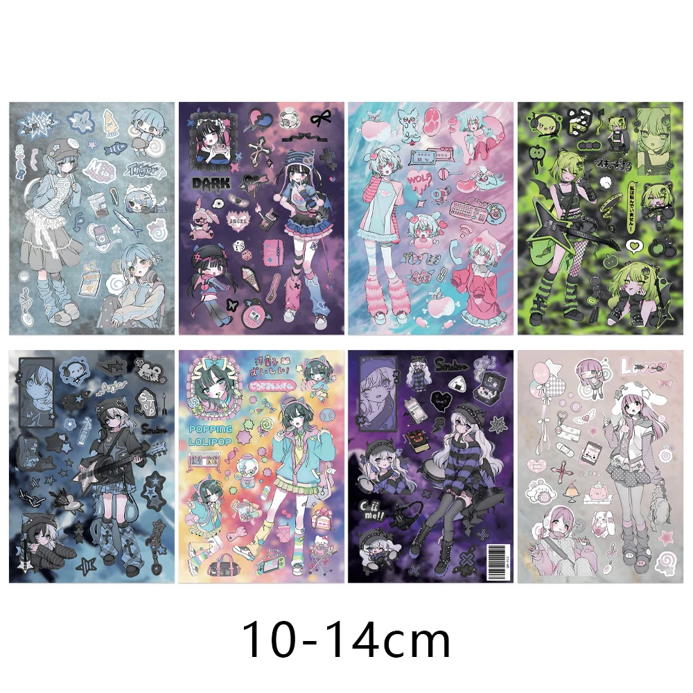 16 Blatt Süße Asiatische Spicy Girl Anime Graffiti-Aufkleber Landmine Girl DIY-Spielzeug für Telefon, Flasche, Reisetasche – Detail 4