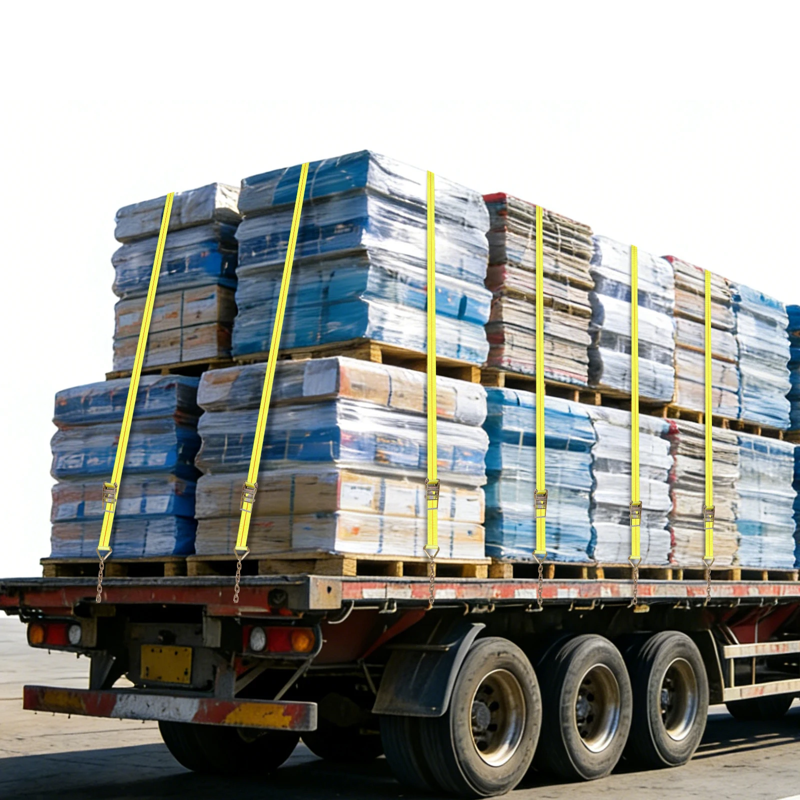 

4 Pack J Hook Ratchet Straps 4in X 40ft with Chains Anchor Grab Hooks 6600LBS Working Load for Tires Motorcycles Trailers