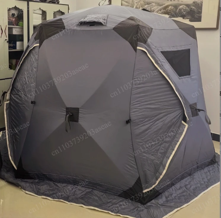 Winter thickened warm cotton tent four-corner cotton windproof winter fishing tent hexagonal camping equipment ice fishing tent
