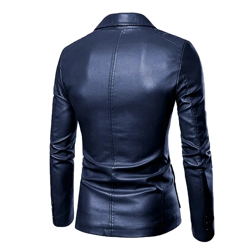 

2024 Spring Autumn Fashion New Men's Lapel Leather Dress Suit Coat / Male Business Casual Blazers Jacket