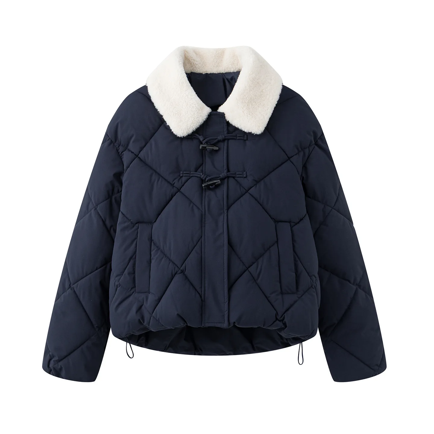 2025 New Winter New Chinese Cotton Padded Jacket Women Parkas Butterfly Knot Splicing Wool Collar Thick Coat Female Outerwear