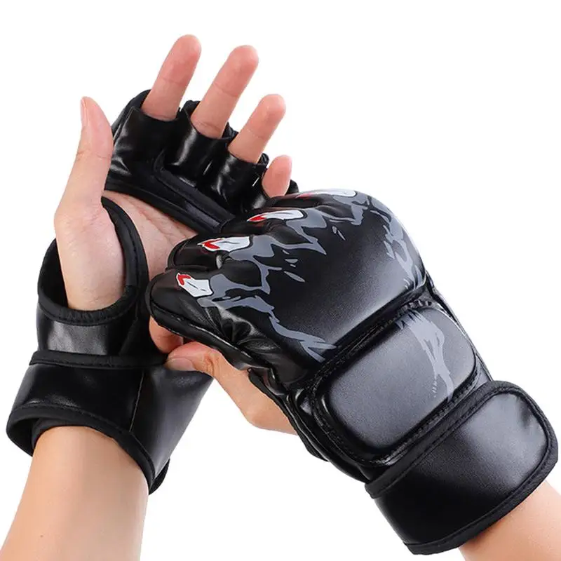 Boxing Training Gloves MMA Gloves For Men & Women Sparring Punching Bag Training Half Finger Gloves Wrist Wraps Support For Men