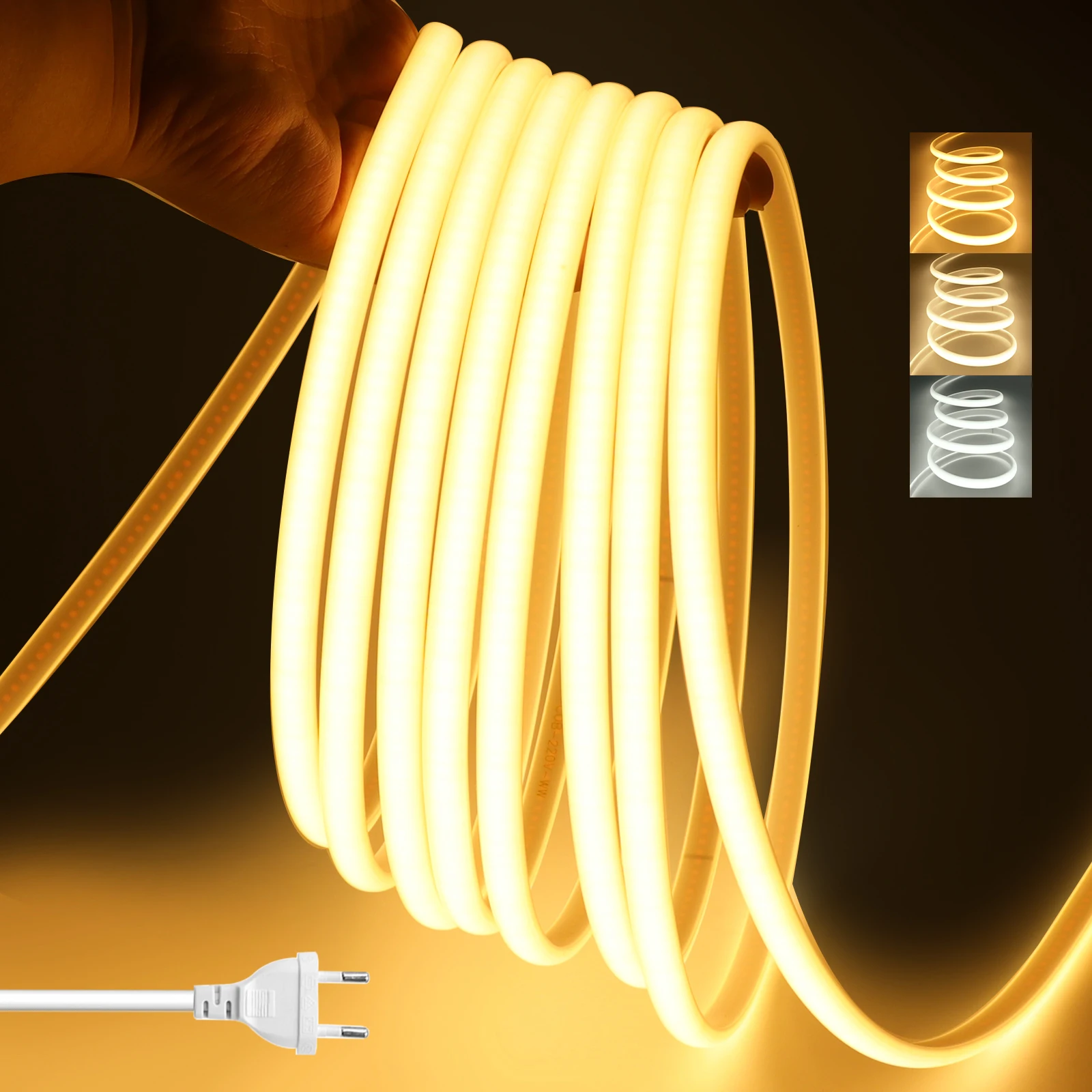 COB LED قطاع ضوء مع الاتحاد الأوروبي التبديل/خافتة التوصيل 220 فولت 230 فولت 240 فولت مقاوم للماء IP65 الشريط المطبخ مصباح كابينة 3000 كيلو 4000 كيلو 6000 كيلو الشريط