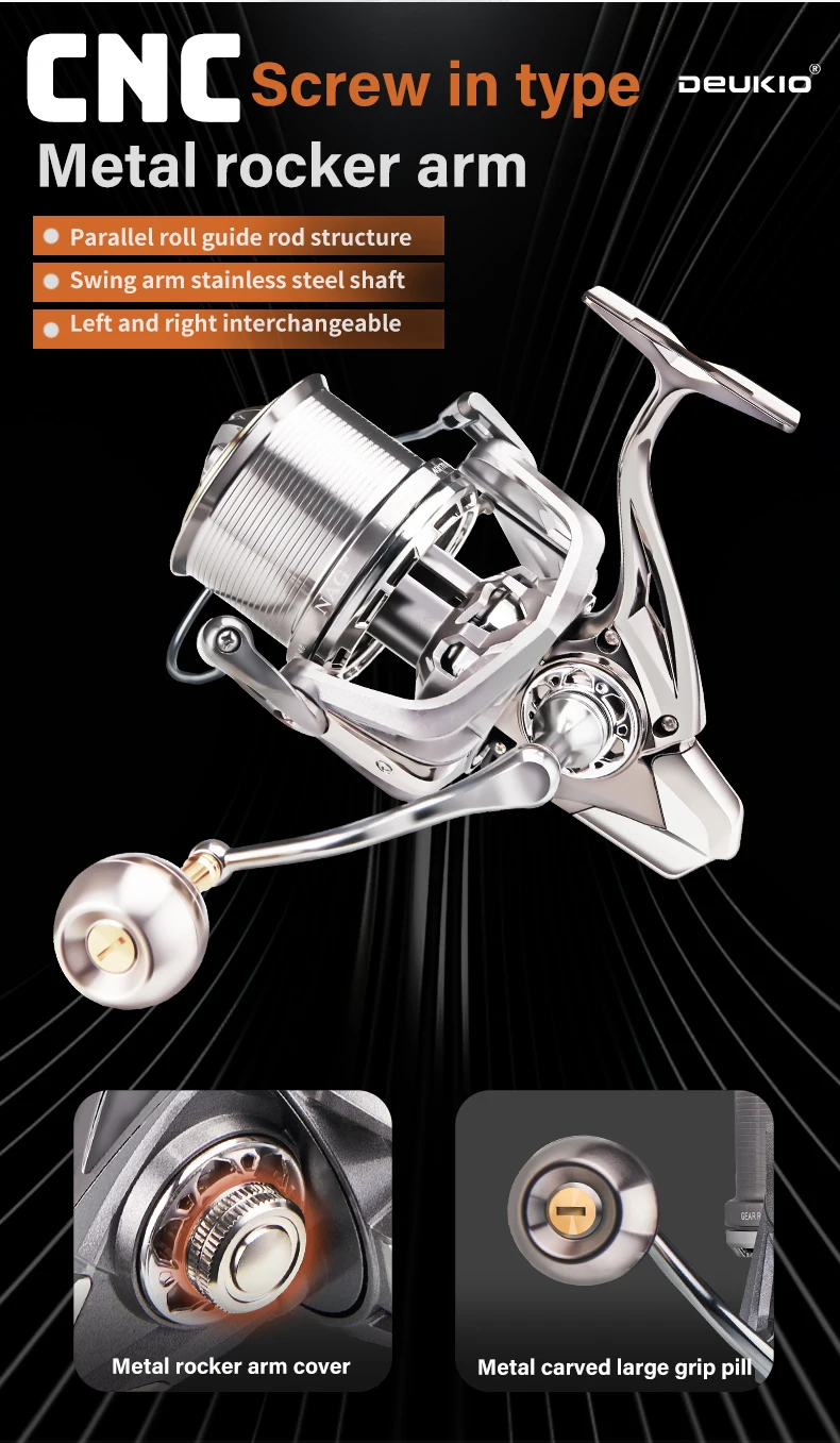 DEUKIO 8000-14000 Spinnrolle 20KG Max. Bremskraft Weitwurfrolle mit Metallkörper für Salzwasserfischen mit Edelstahl-Lagern – Detail 18