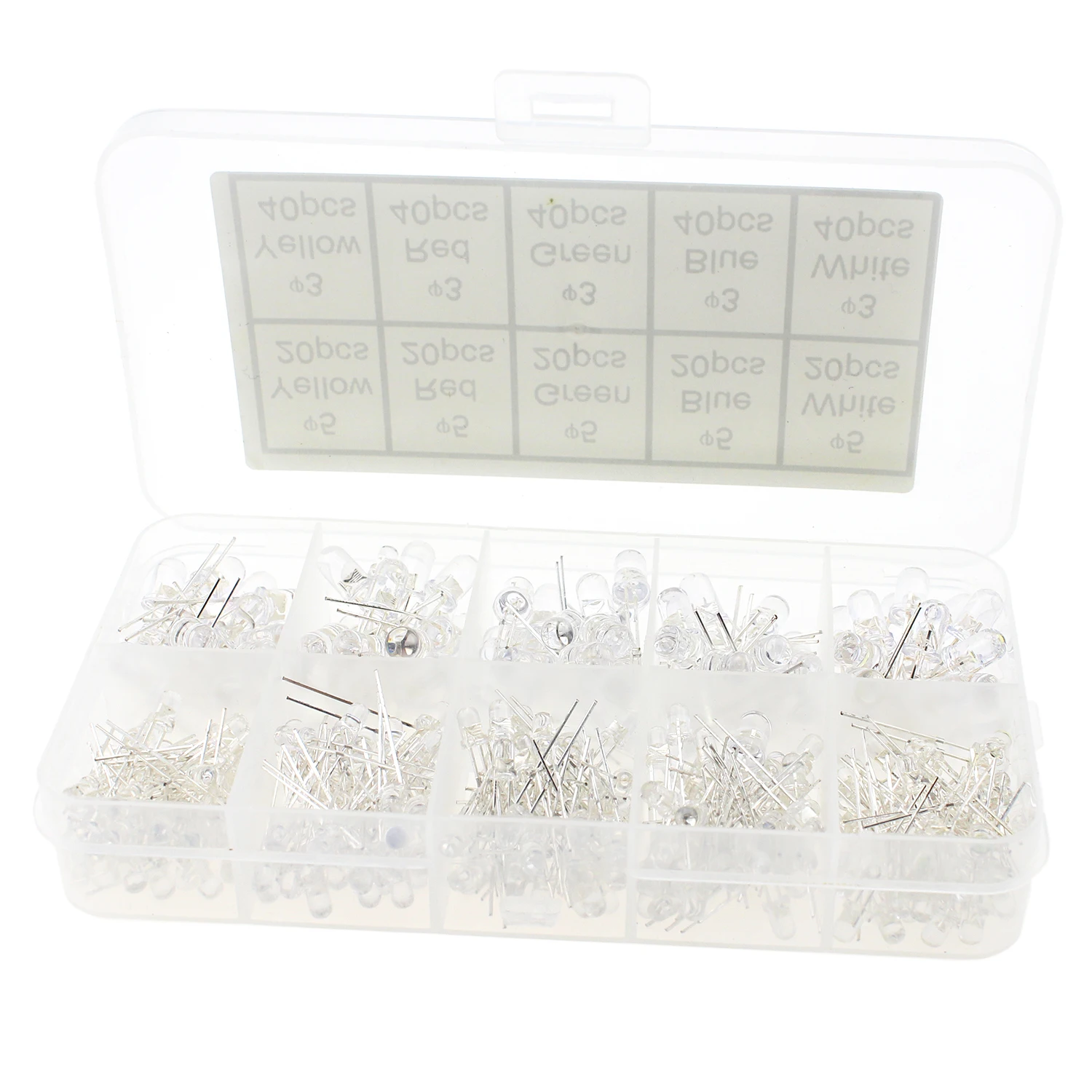 300 Stuks Led Diodes Diverse Kit 5 Kleuren Transparant Rond 3Mm 5Mm Maten Led Lichtgevende Diode Elektronische Diy