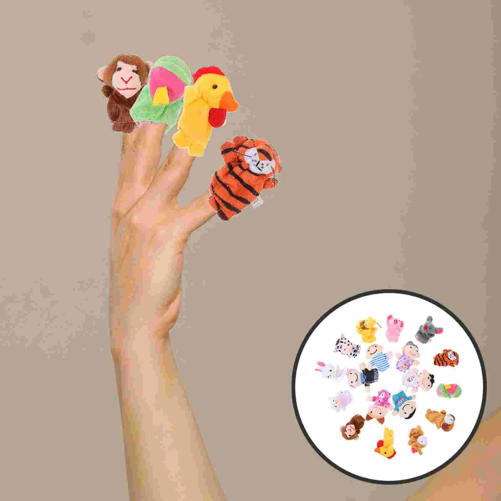 18 Pcs Finger Puppets Story Time Educational Toys Play House Accessories Mini for Kids