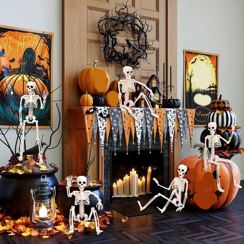 1 Piece Halloween Skeletons Decorations Full Body Skeleton With Movable Joints White