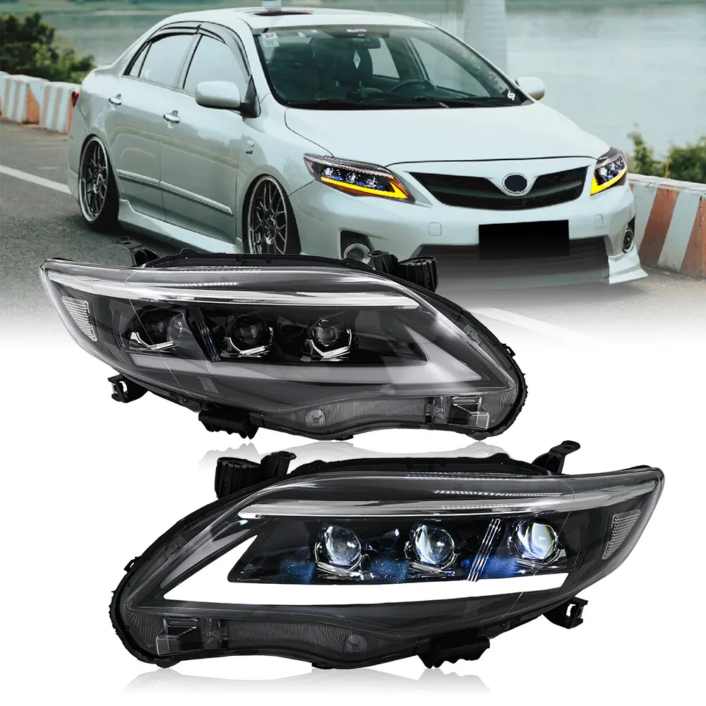 

2Pcs Projector Headlights Assembly LED DRL Front Lamps For 2011 2012 2013 Toyota Corolla
