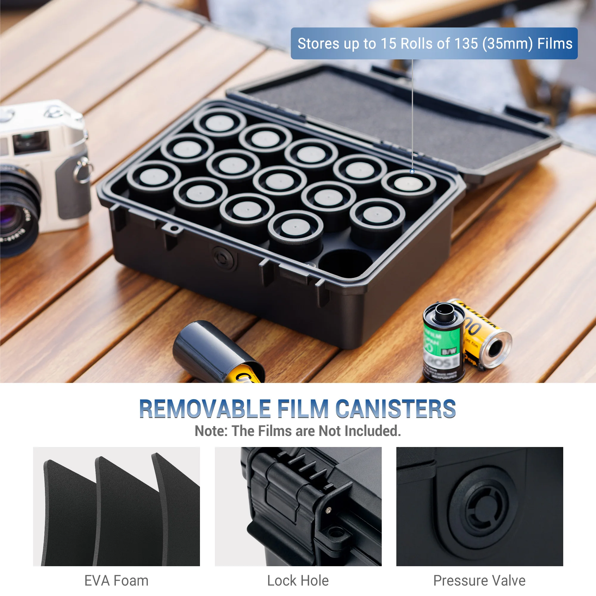 JJC Film Carrying Hard Storage Case for 15 Rolls 35mm Film -120mm Film Waterproof Crushproof Photographic Film Case