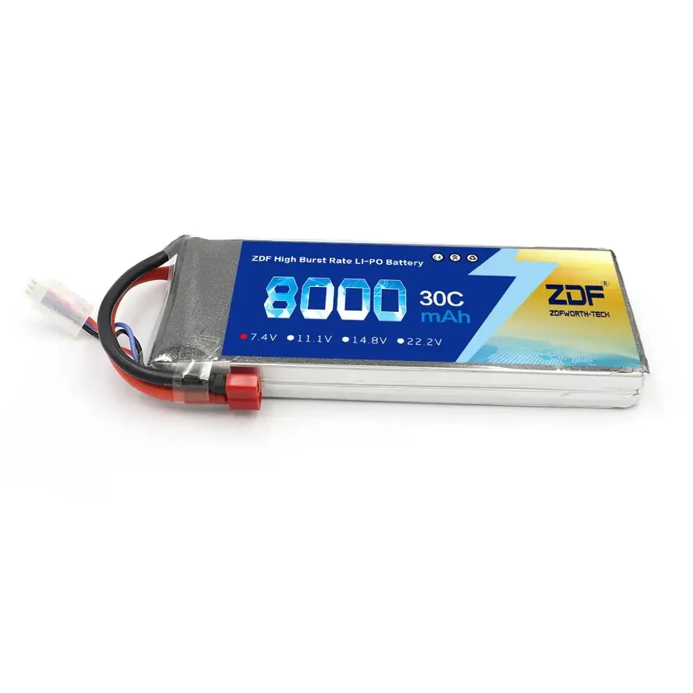 ZDF 2025 Nuovo Arriva di Buona Qualità 7.4V 8000mah 30C Max 60C 2S LiPo Batteria per RC Elicottero Aereo Auto Barca Bateria AKKU Drone