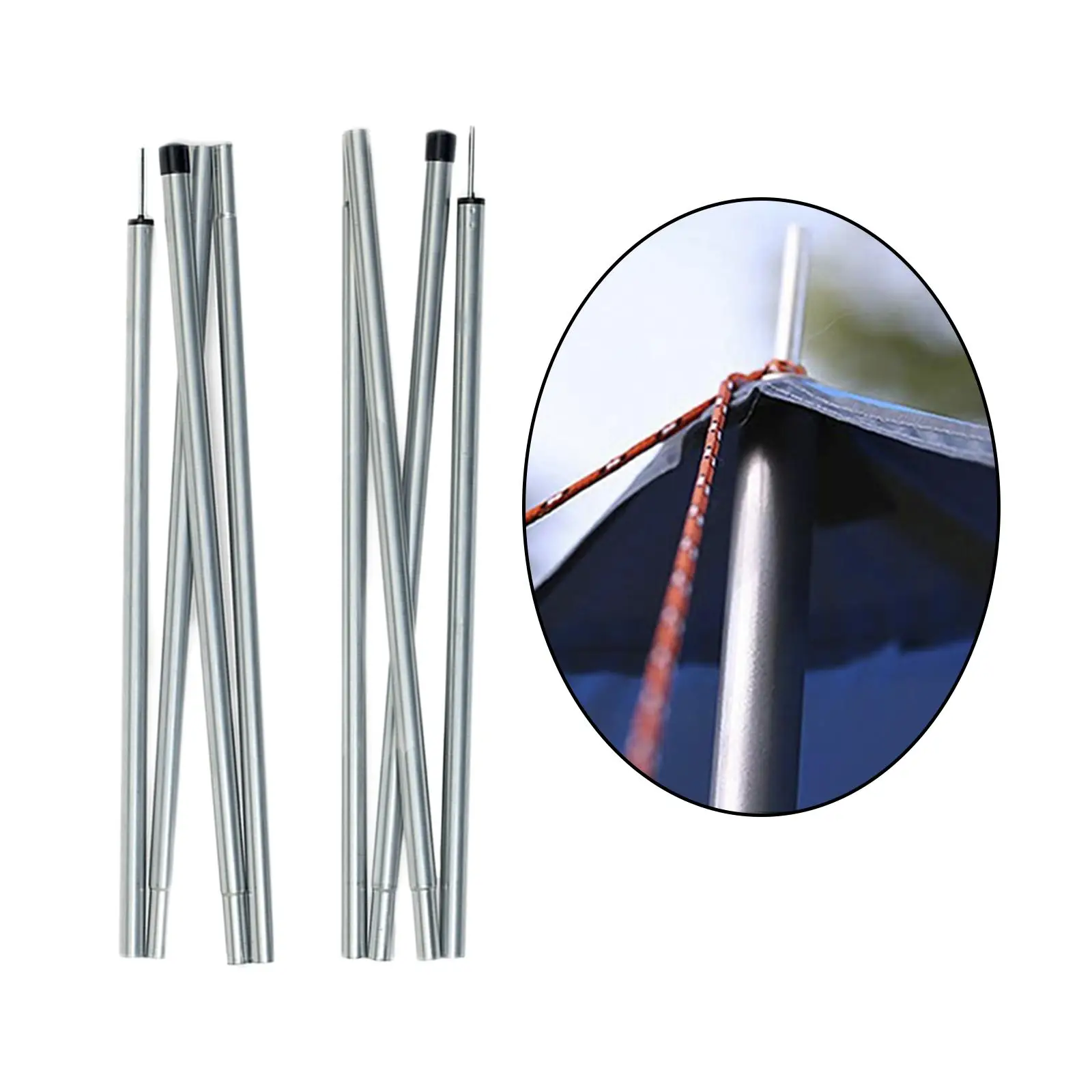 8x Telescopic Tent Tarp Poles Rainfly 21.7inch Hiking Sunshade Stick Bar