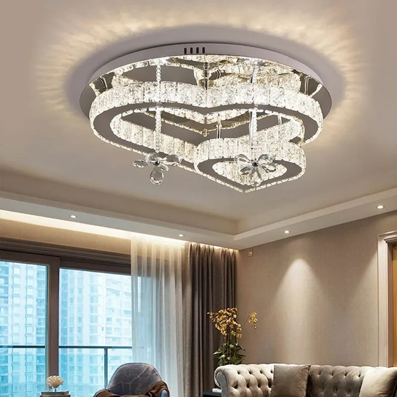 Chandeliers For Living Room Modern Led Heart Shaped Crystal Bedroom Ceiling Light Dining Room New Ceiling Lamp Light Fixture