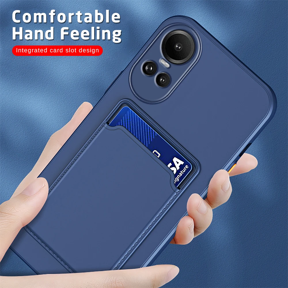 Candy Card Slot Holder Cover For Oppo Reno10 Pro 5G Case Soft Silicone Shockproof Coque Opo Orro Appo Reno10pro Reno 10 5G 2023