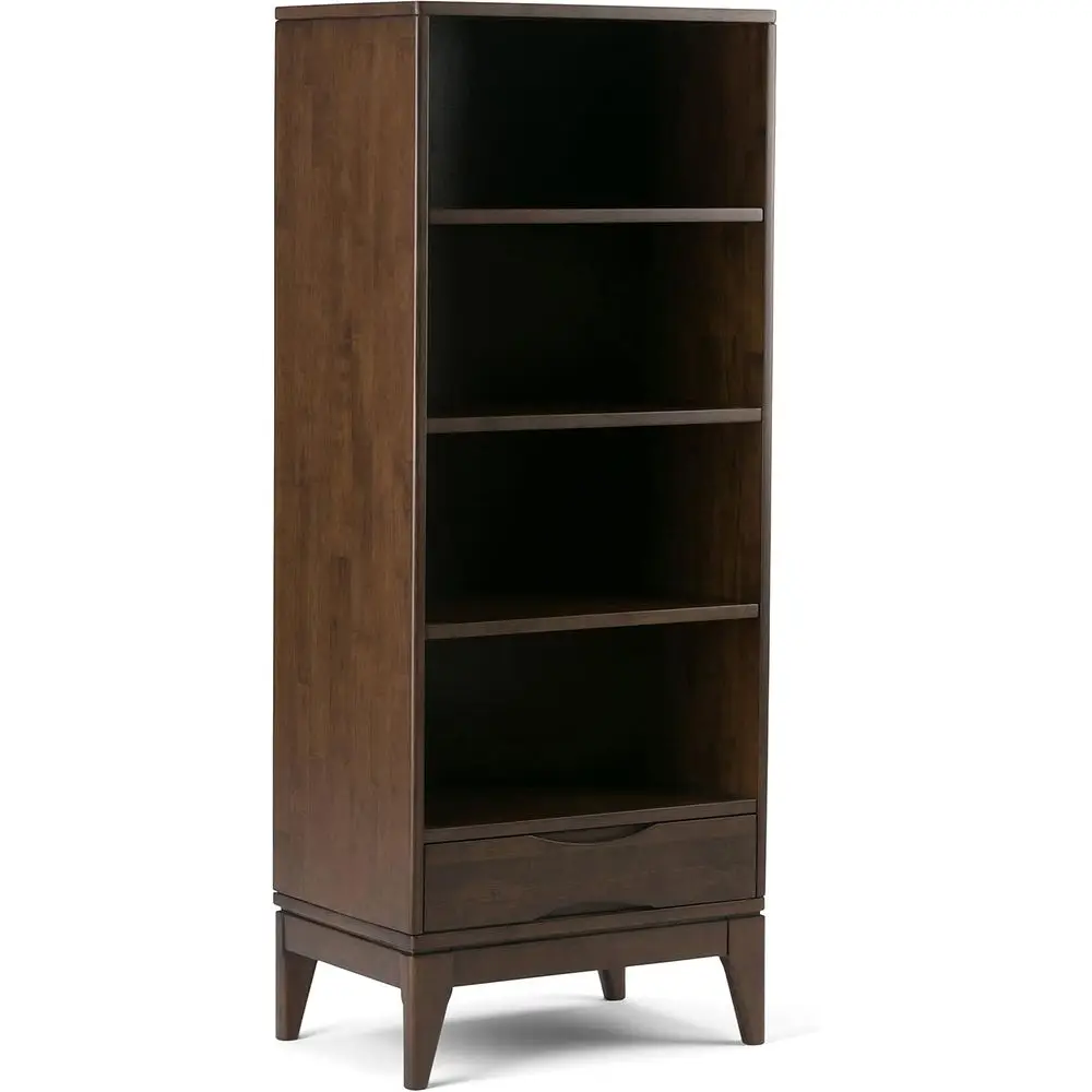 

Harper Bookcase - 60 inch Tall Solid Wood Storage Bookshel in Walnut Brown, -Century ern Storage or Living Room, Study Room or O