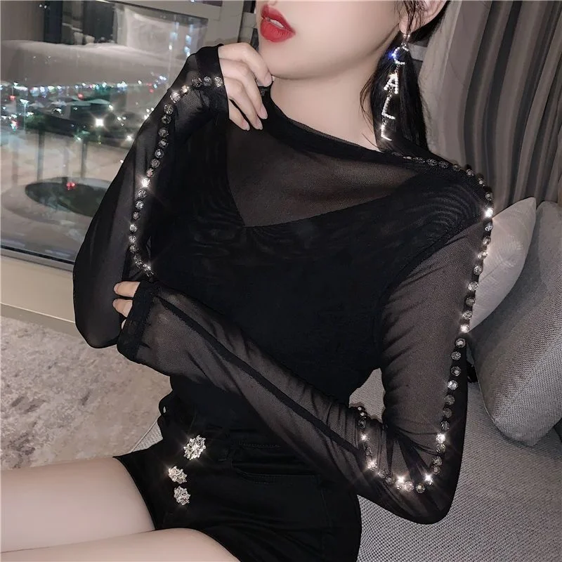 High Neck Lace Women\'s Long Sleeve Shirt Blusas Clothes for Women Tops Shirts Blouses