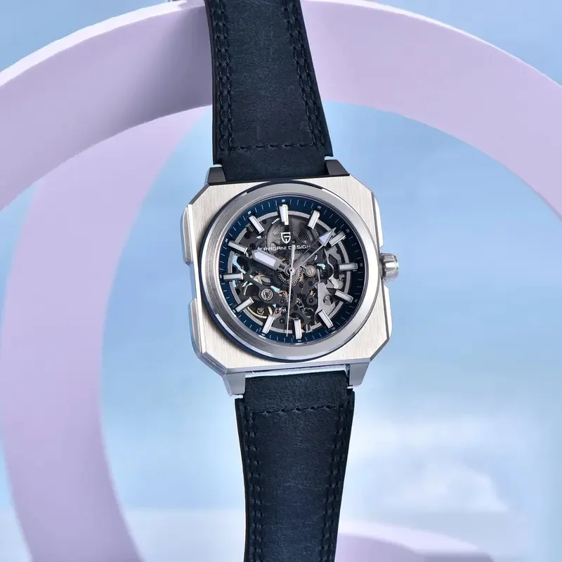 PAGANI DESIGN 1791 Style Men's Automatic Mechanical Watch Full Skeleton Dial Sapphire Crystal Leather Strap Waterproof Sports Wa