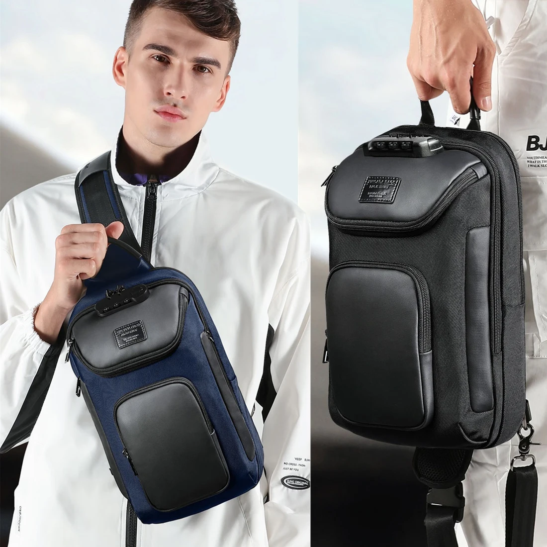 Men's Chest Bag Crossbody Bag Multifunctional Large-capacity Leisure Bag Advanced Sense Shoulder Bag Security Lock Chest Bag