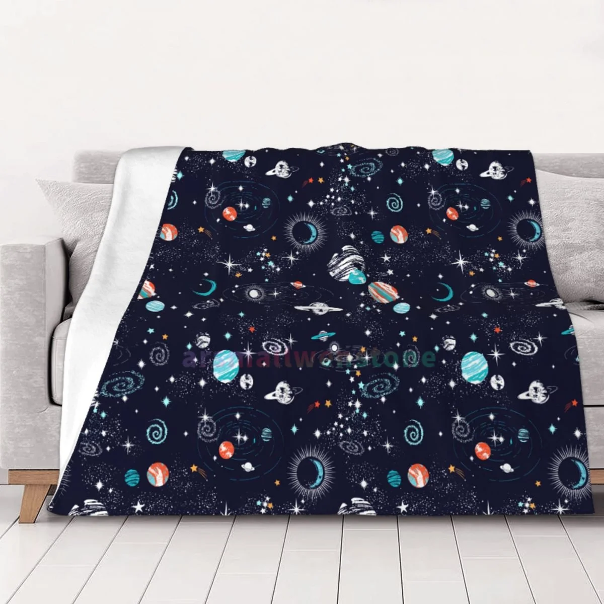 Space Planet Flannel Fleece Blanket Soft Warm Lightweight Cozy Anti-Pilling Fuzzy Throw Blankets for Couch Bed Sofa Travel