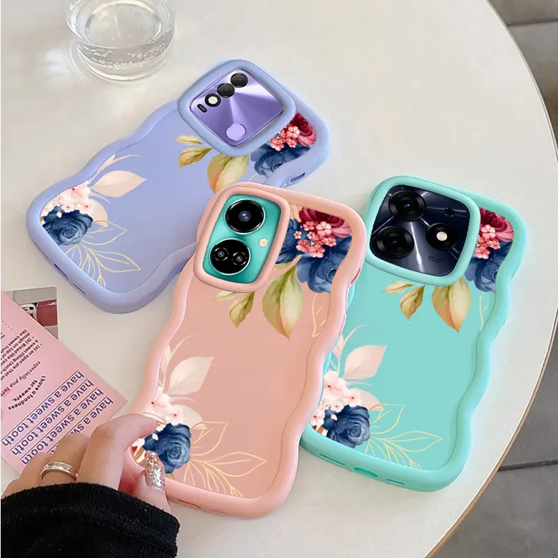 Flower Fashion Phone Case For Infinix TECNO CAMON 18 19 20 SPARK 8 8C 8T 9 10 10C GO 2022 2023 2024 PRO Soft Coque Gril Cover