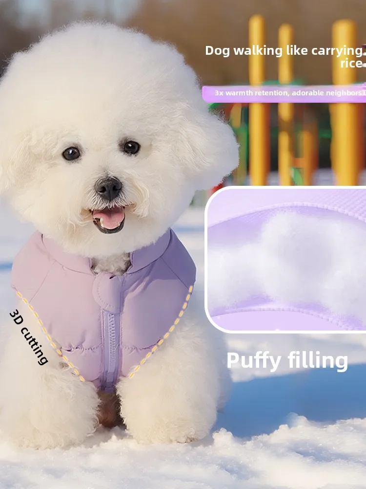 

Thiened Winter Pet Dog Clothes Reflective Vest Teddy Bichon Puppy Cotton Jaet Reusable Dog Lea Polyester Material