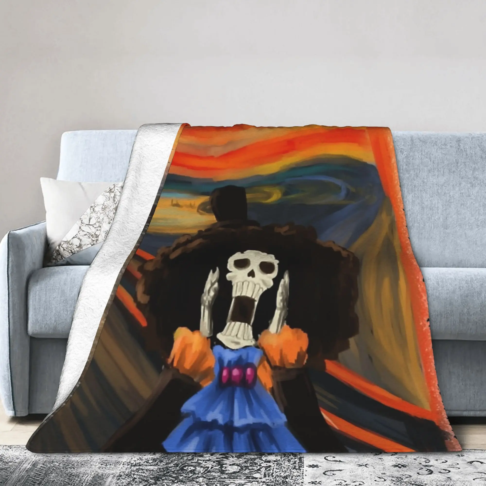

Одеяла Scream Soul King Brook Monkey D Luffy Манга, фланелевые пледы, кровать, диван, портативные ультра-мягкие теплые покрывала,