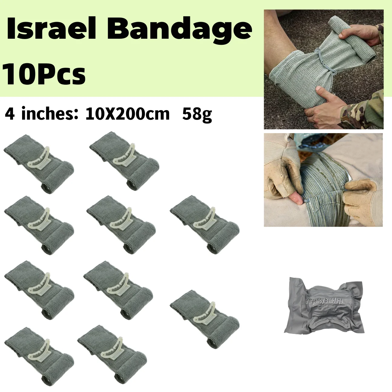 Tactical Israeli Bandage - First Aid Trauma Hemostatic Bandage 4/6 Inch Israeli Bandage Outdoor Gauze Tied