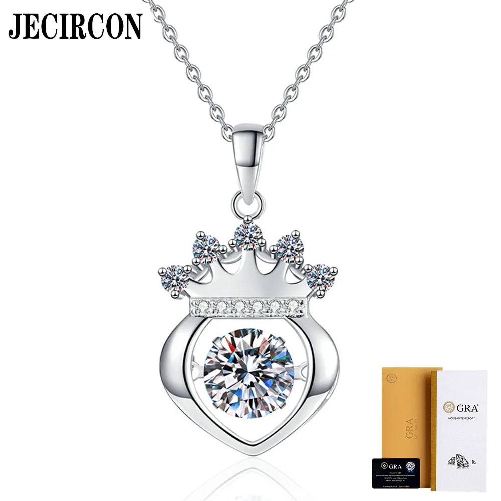 

JECIRCON S925 Sterling Silver Necklace Moissanite Pendant Valentine's Day Smart Pendant 1ct Moissanite Jewelry Fashion Versatile