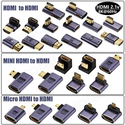Hdmi 90 Degree Adapter 8k 4k 270 degrees Hdmi Adapter Male to Male/Female to Female Down right Left Angle Keystone Small Digital
