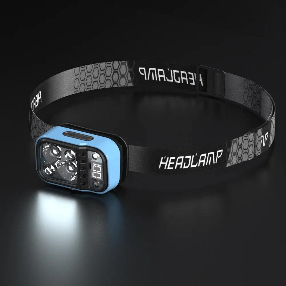Motion Sensor LED Headlamp - XPG & COB Dual Beam with Battery Indicator for Fishing