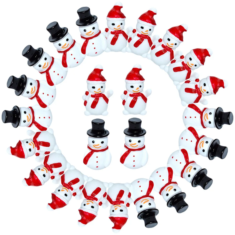 

40Pcs Mini Snowman Resin Christmas Decor Tiny Xmas Ornaments Miniature Holiday Tabletop Decoration Miniatures for Crafts