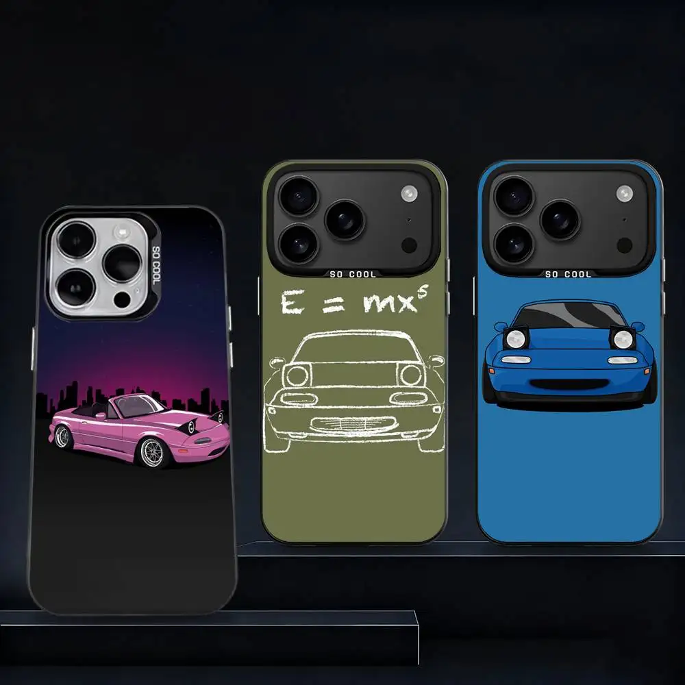 

Cute M-MiataCar M-X5 Cartoon For iPhone17,16,15,14,13,12,11,Pro,Max,Plus,E,Air,Mini Anti Fall Black Matte Hard Bumper Phone Case