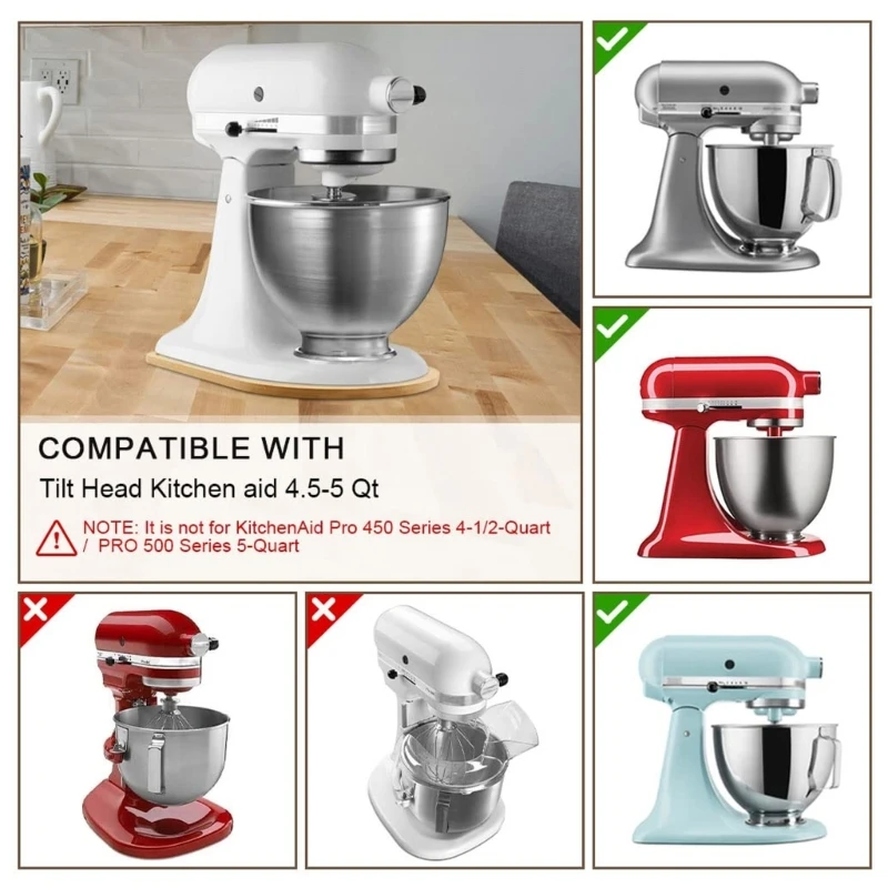 Mezclador de almacenamiento en movimiento Mover-tablero deslizante Caddy encimera Mat adecuado para KitchenAid 4,5-5 Qt 5K45SS
