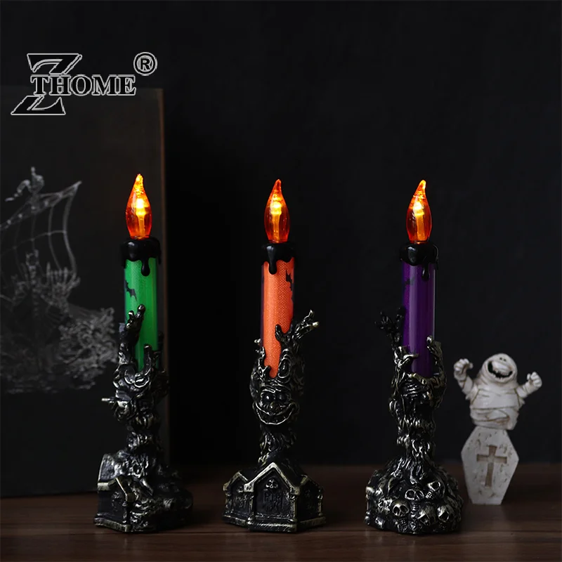 Halloween Skeletons Ghost Face Lamp Decoration Candle Holder Lights Decorative Flameless Lamp Indoor Bar Home Decorations Lights