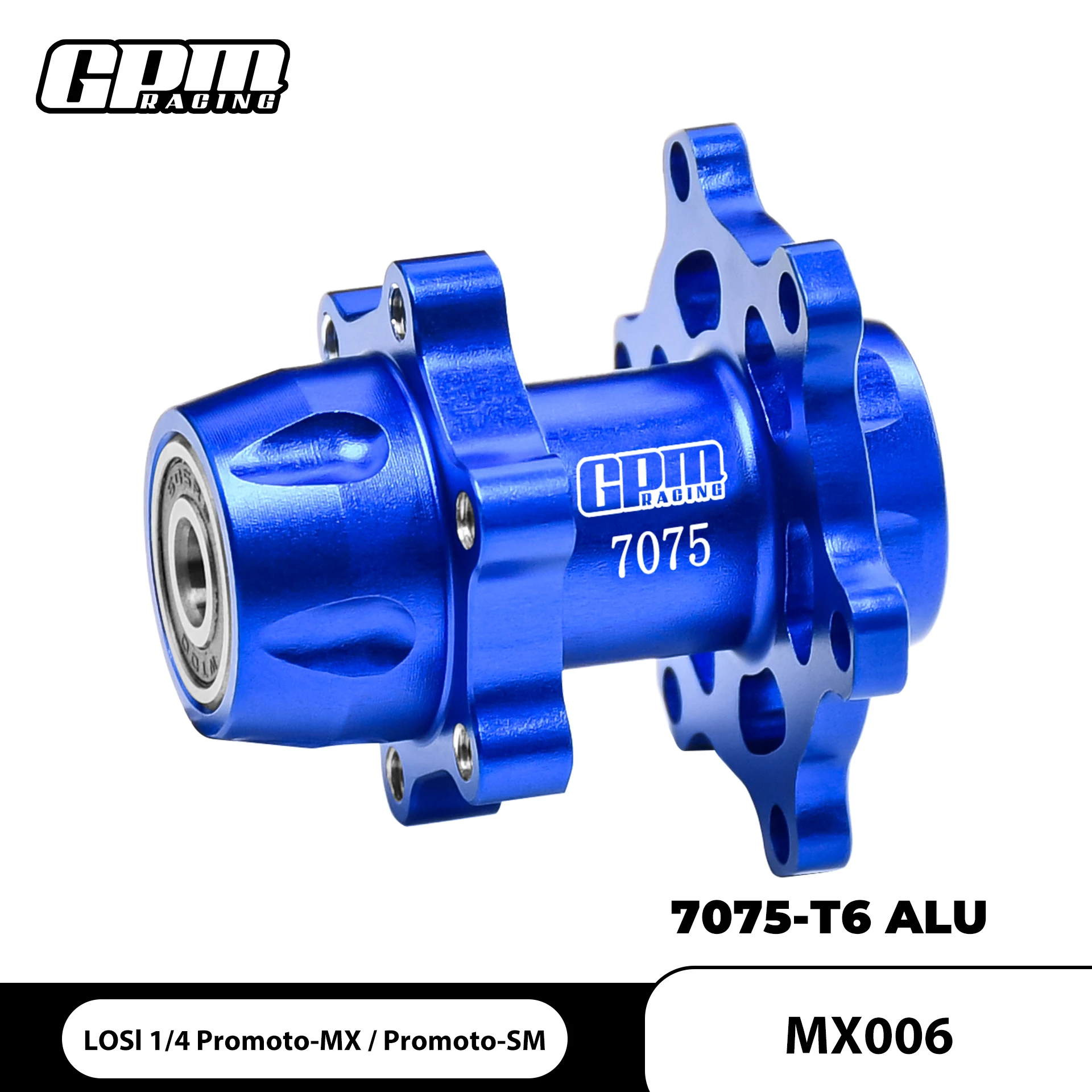 GPM Alloy 7075 Front Wheel Hub Hex (Larger Inner Bearings) For LOS06000 LOSI 1/4 Promoto MX SM Motorcycle
