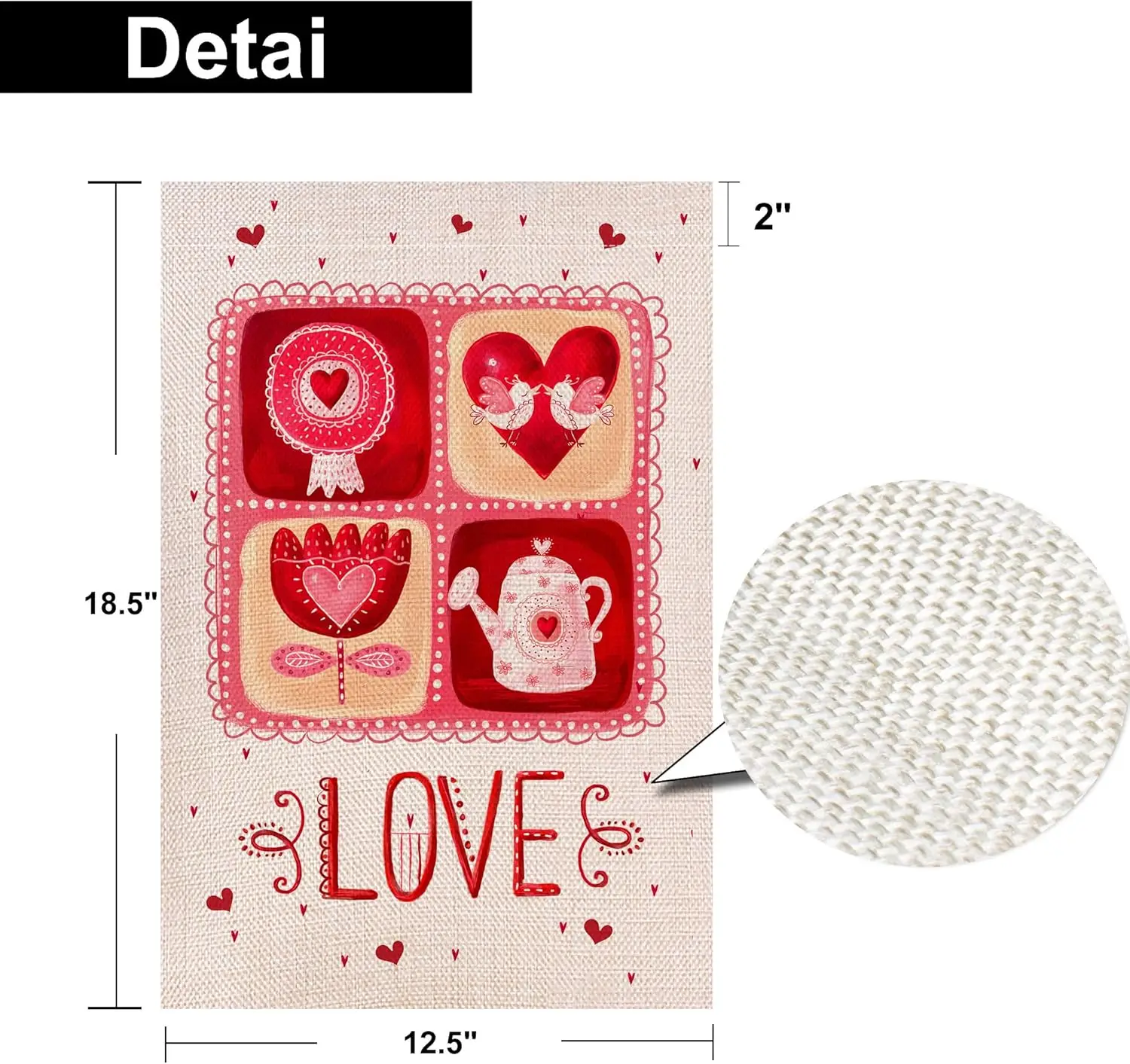 Anovo Valentine's Day Double Sided Burlap Garden Flag, Seasonal Holiday Outside Porch Patio Farmhouse Yard Outdoor Decorativ hhz