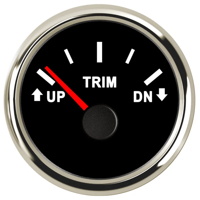 52mm 0-190ohm instrumentenpaneel trim meters van boven naar beneden, zwarte trim meters 9-32vdc met rode achtergrondverlichting voor boot, jacht en schip