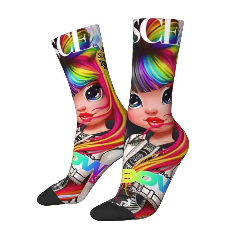 Rainbow High Men Women Crew Socks Unisex Novelty 3D Print Cartoon Animation Dress Socks