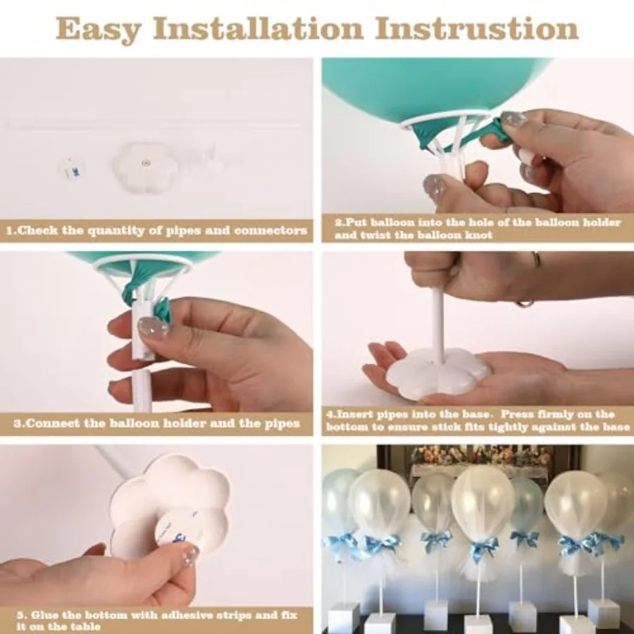 10 مجموعات من حامل عصا البالونات مع قاعدة لقطعة مركزية لسطح المكتب وحفلات أعياد الميلاد وحفلات الزفاف وحفلات استقبال المولود الجديد والذكرى السنوية في ديسمبر #3