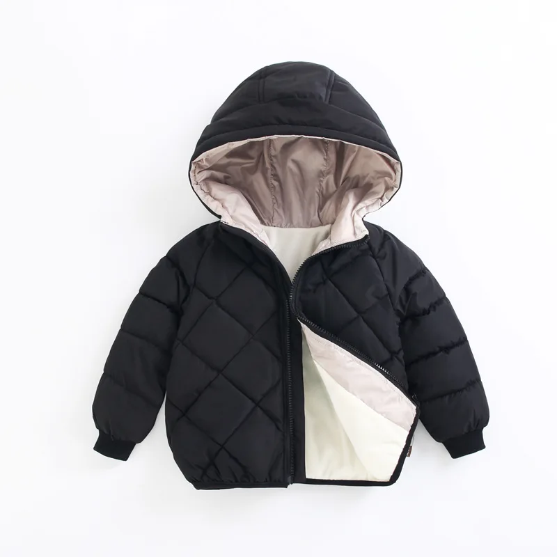 1-8 Years Spring Autumn Boys Girls Jacket Thick Fleece-lined Grid Design Hooded Coat For Kids Children Outdoor Outerwear