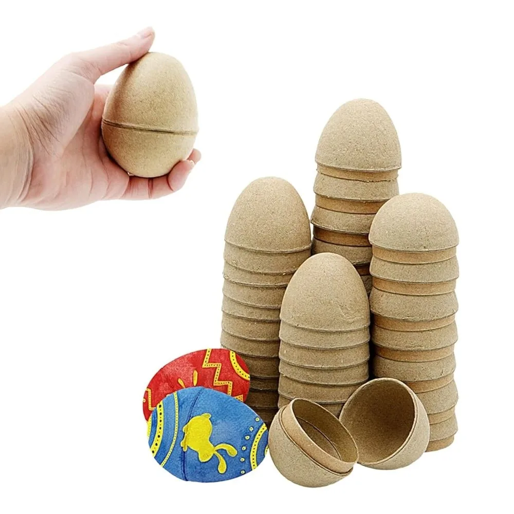 Unpainted Craft Easter Paper Eggs Blank Simulated Painted Easter Eggs Decorative Adorable Paper Pulp Egg Easter Hunt Party