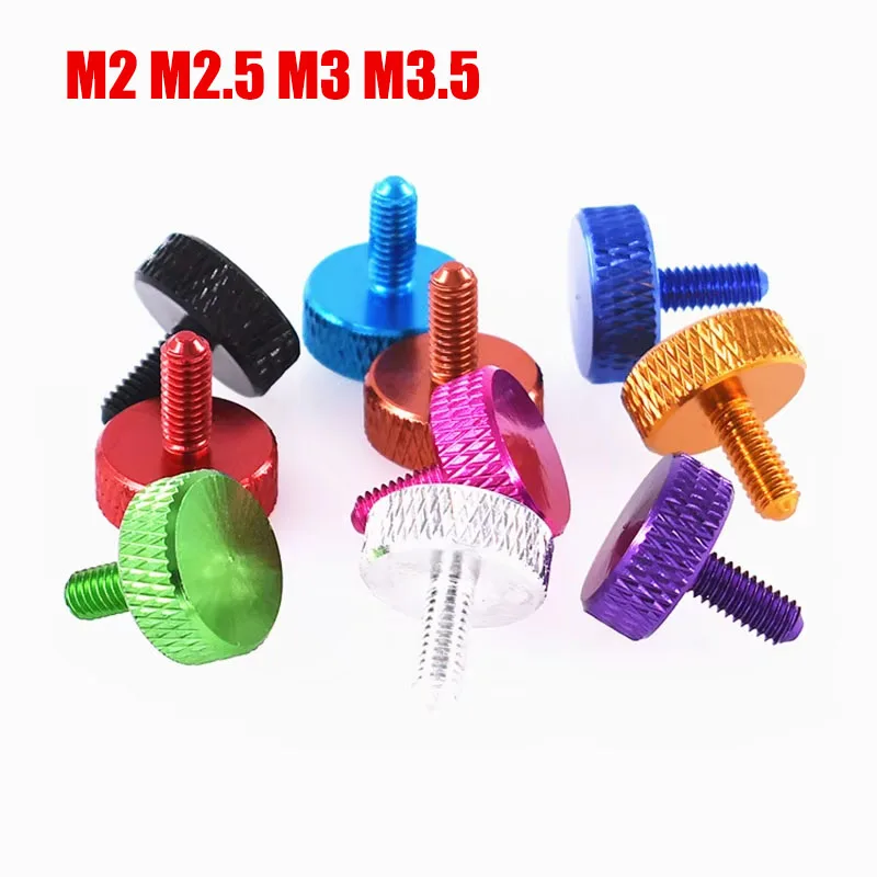 Knurled-Head Thumb Screws M2 M2.5 M3 M3.5 Aluminum Alloy Anodized Manual Adjustment Bolts DIY Parts For PC Computer Case