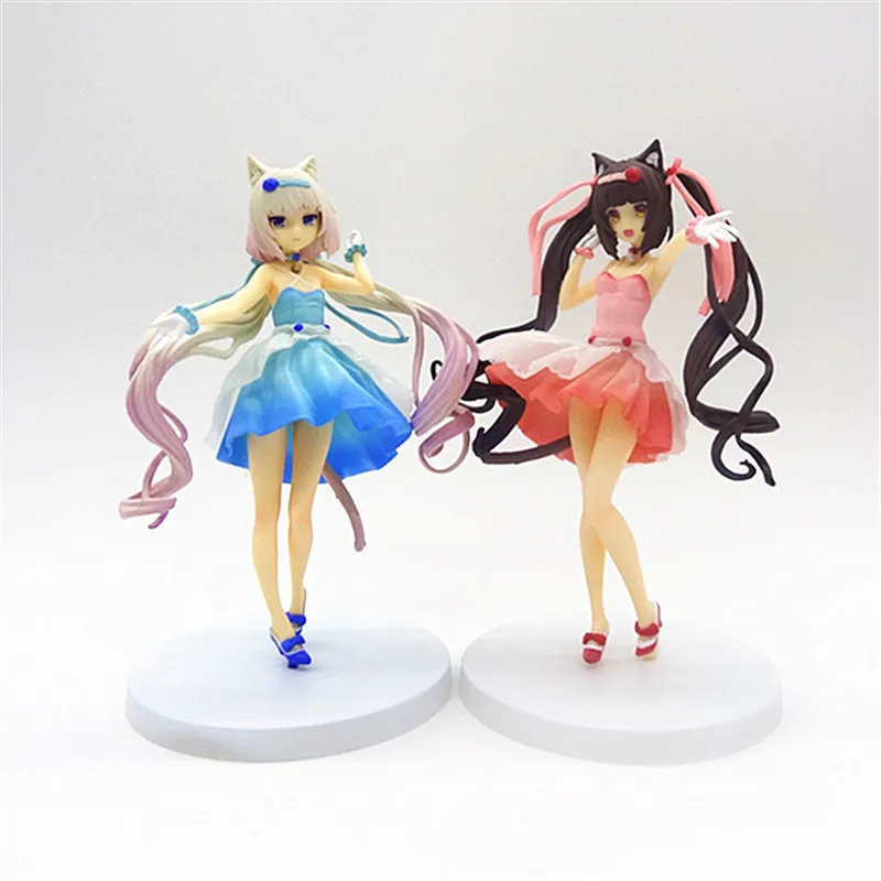 

In Stock Nekopara Vanilla Chocolat Cocktail Evening Dress Anime Beauty Pvc Figure Boxed Desktop Ornament Collectible Model Doll